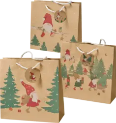 Profissimo Geschenktasche, Schubkarre/Zweig/Wichtel, veredelt NK, midi, quadratisch