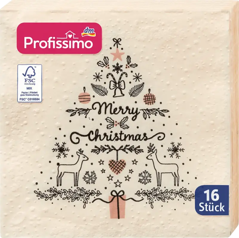Profissimo Cocktailservietten "Weihnachtsbaum" (25x25 cm)