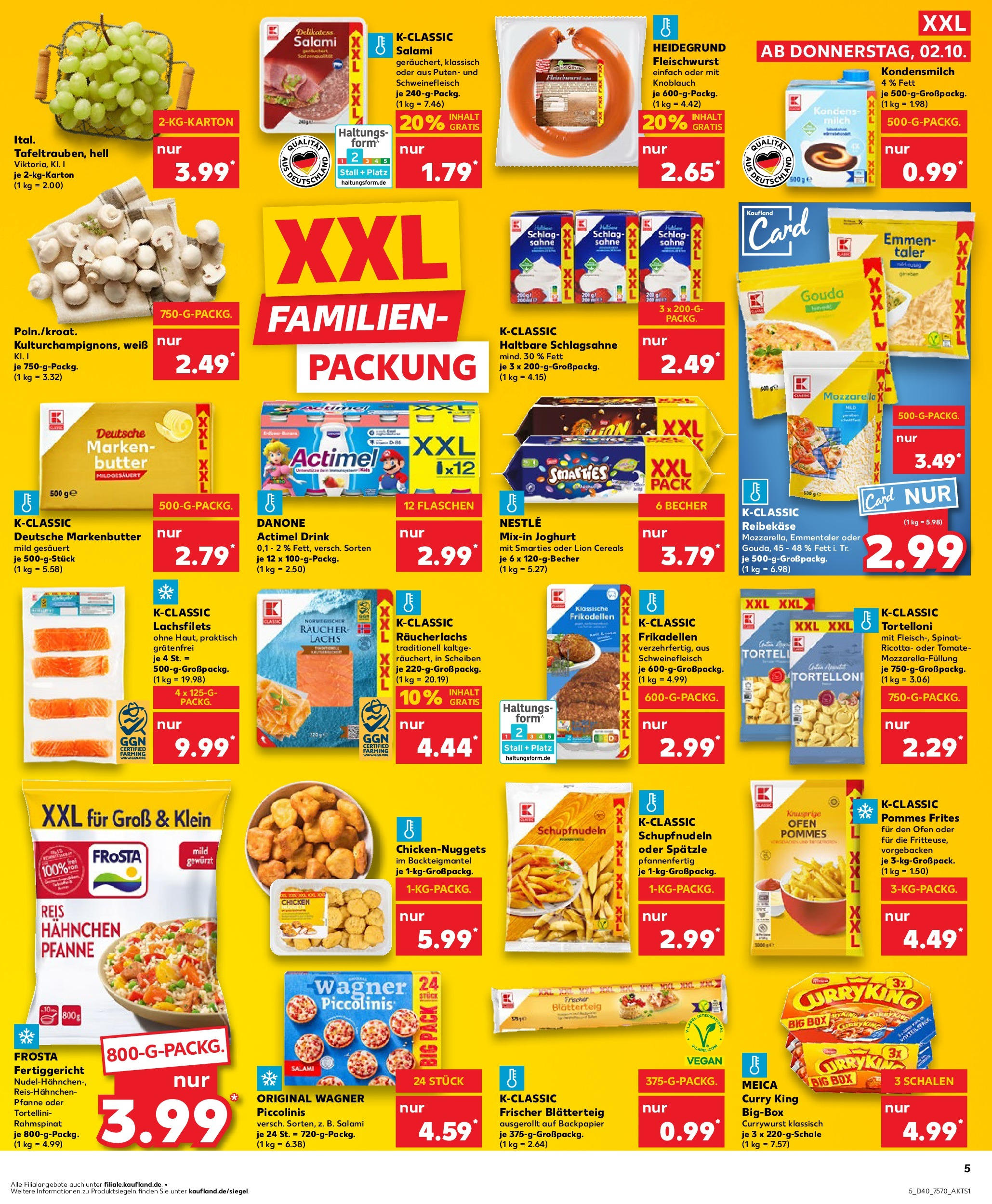 Prospekt Kaufland ab 02.10.2025 » Angebote Online zum Blättern | Seite: 5 | Produkte: Ofen, Gouda, Frosta, Champignons