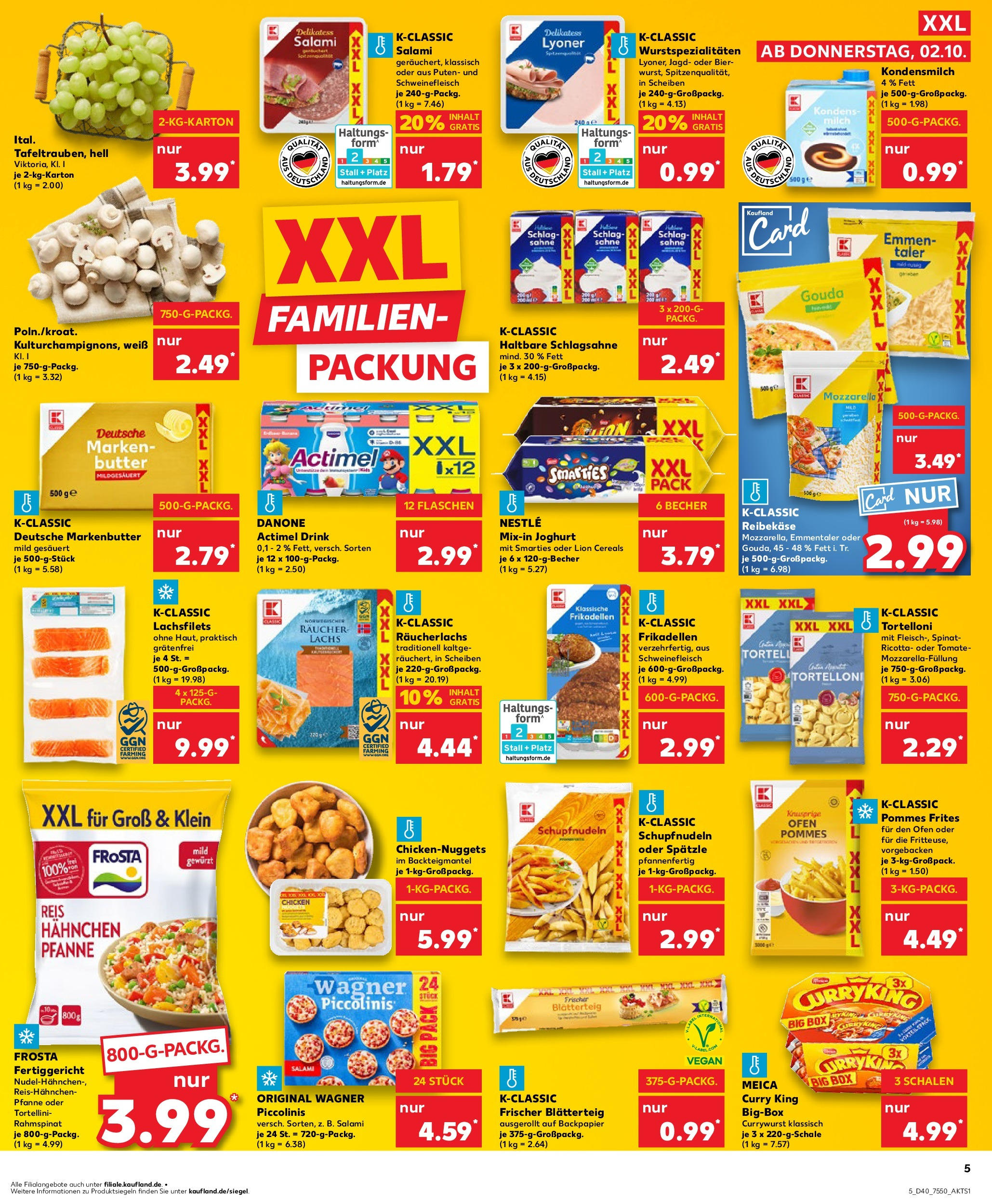 Prospekt Kaufland ab 02.10.2025 » Angebote Online zum Blättern | Seite: 5 | Produkte: Milch, Pommes, Pizza, Schweinefleisch