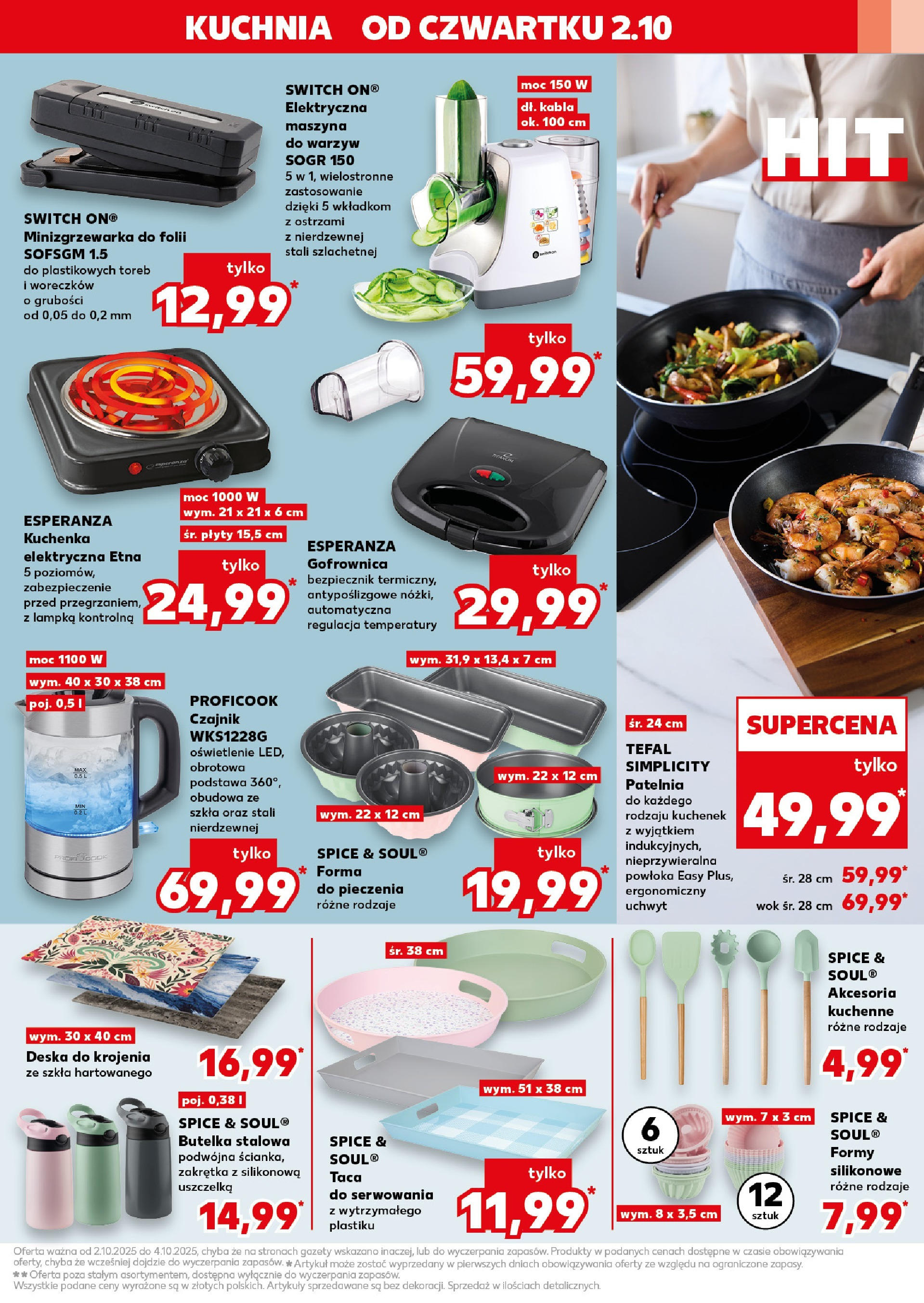 Kaufland gazetka - Mega okazje od 02.10.2025 - od jutra PDF | Strona: 13 | Produkty: Kuchenka, Plyty, Deska do krojenia, Tefal