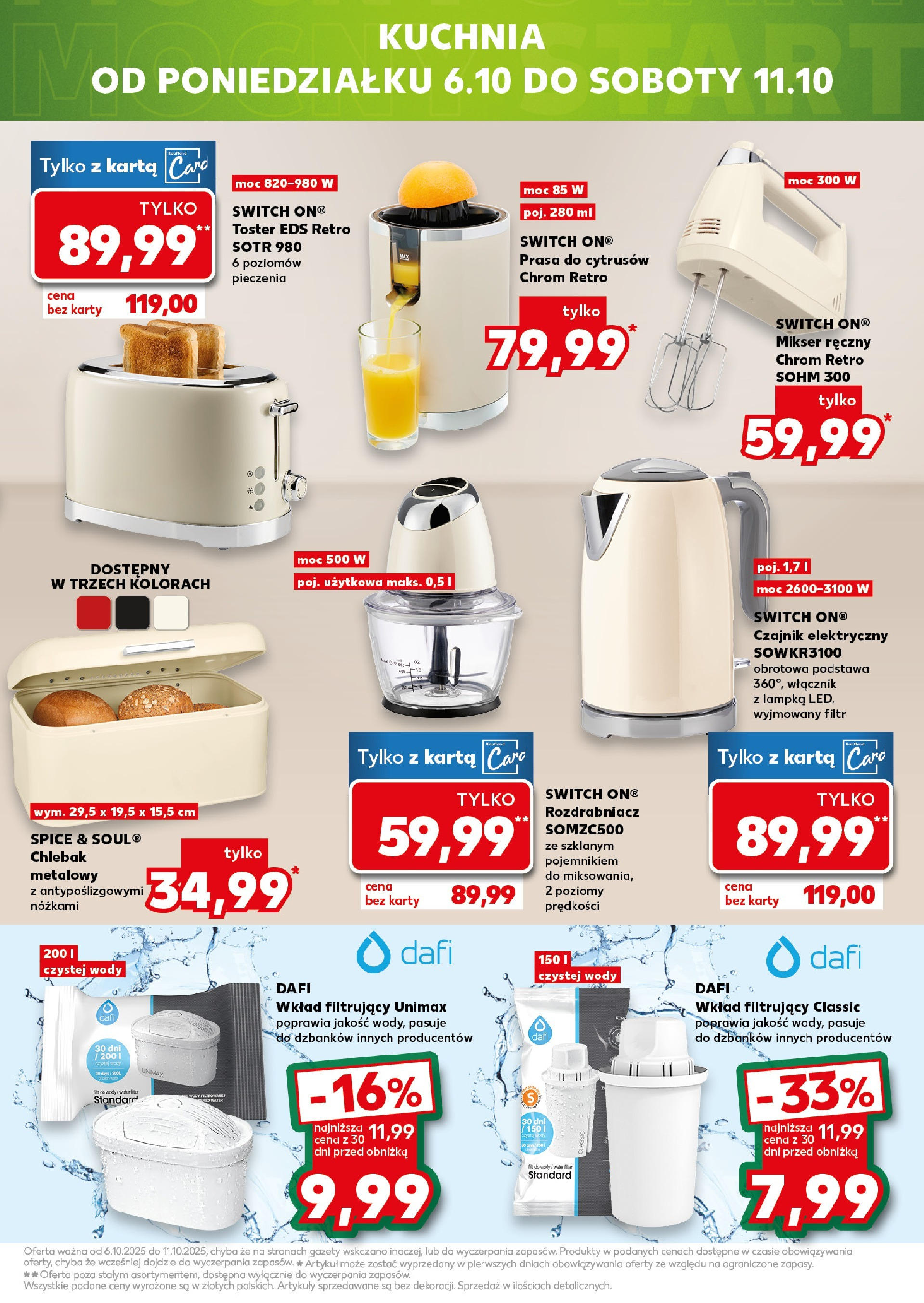 Kaufland gazetka - Mega okazje od 02.10.2025 - od jutra PDF | Strona: 17 | Produkty: Karta, Czajnik, Mikser, Toster