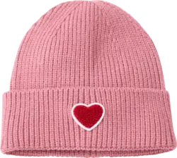 PUSBLU Mütze mit Herz-Applikation, rosa, Gr. 52/53