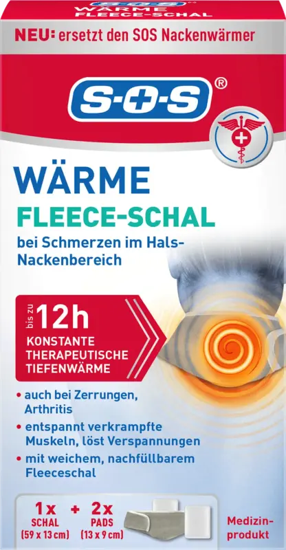 SOS Wärme Fleece-Schal + 2 Wärmepads