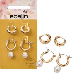 ebelin Creolen mit Perlen, Gold-Optik