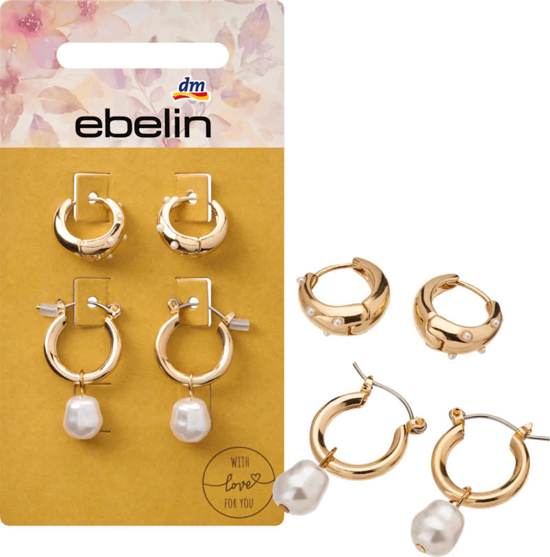 ebelin Creolen mit Perlen, Gold-Optik
