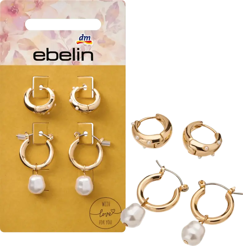 ebelin Creolen mit Perlen, Gold-Optik