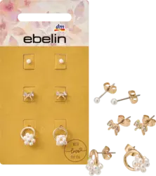 ebelin Ohrstecker mit Perlen & Schleifen, Gold-Optik