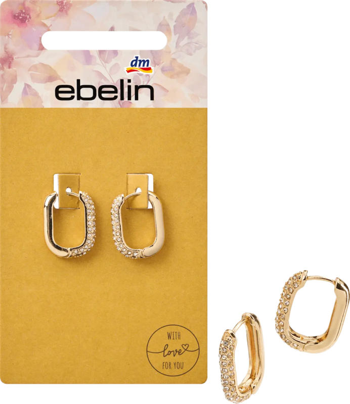 ebelin Creolen mit Strass, Gold-Optik