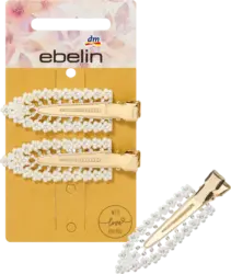 ebelin Haarklemmen mit Perlen & Glitzer, wei&szlig;