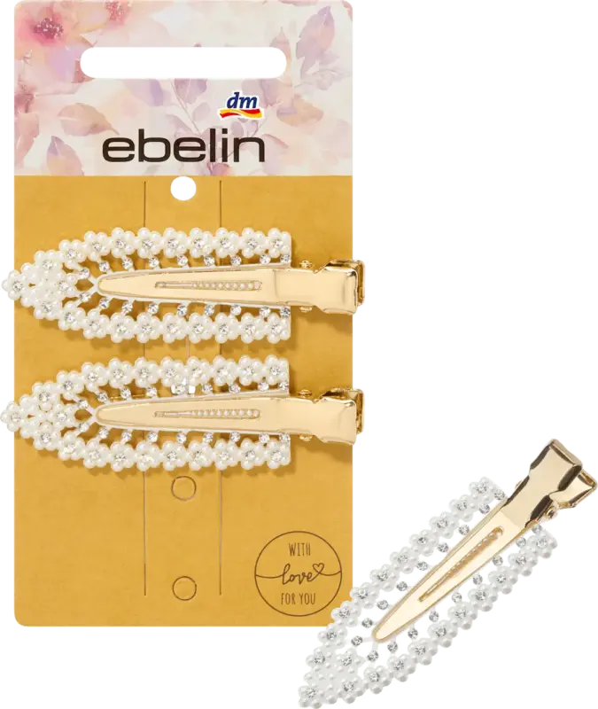 ebelin Haarklemmen mit Perlen & Glitzer, wei&szlig;