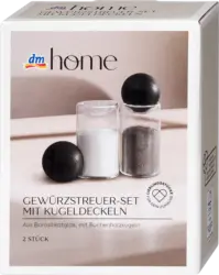dm home Gewürzstreuer-Set mit Kugeldeckeln 2tlg, klar/schwarz