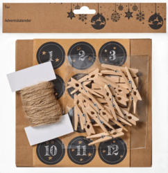 Dekorieren & Einrichten Adventskalender-Set mit Papiertüten, Klammern, Kordel & Aufklebern