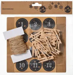 Dekorieren & Einrichten Adventskalender-Set mit Papiert&uuml;ten, Klammern, Kordel & Aufklebern