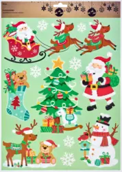 Dekorieren & Einrichten Fensterbild A3 Weihnachtsmotive mit Glitter, bunt