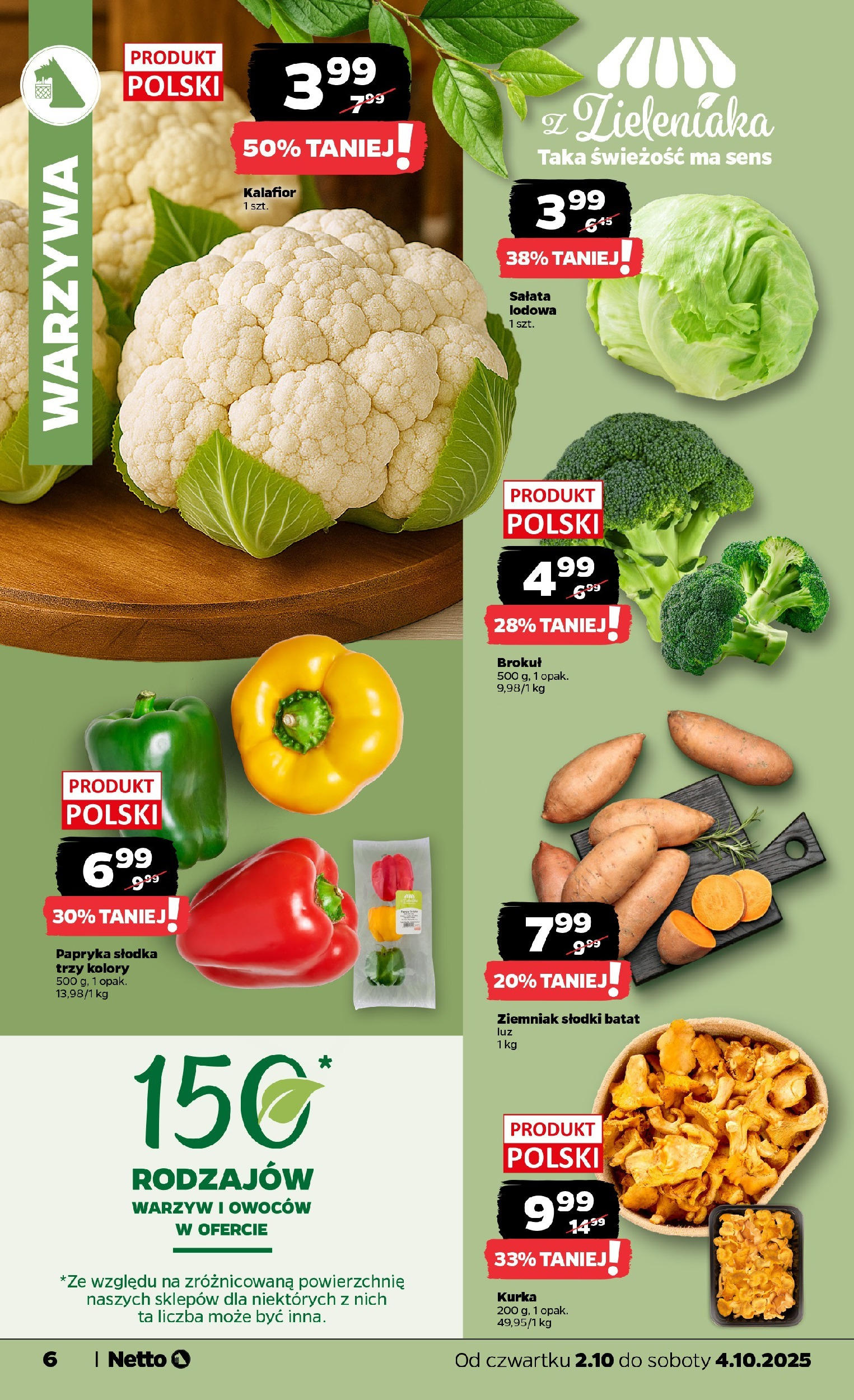 Netto gazetka - Spożywcza od 02.10.2025 - Aktualne promocje | Strona: 6 | Produkty: Batat, Brokuł, Papryka, Warzywa