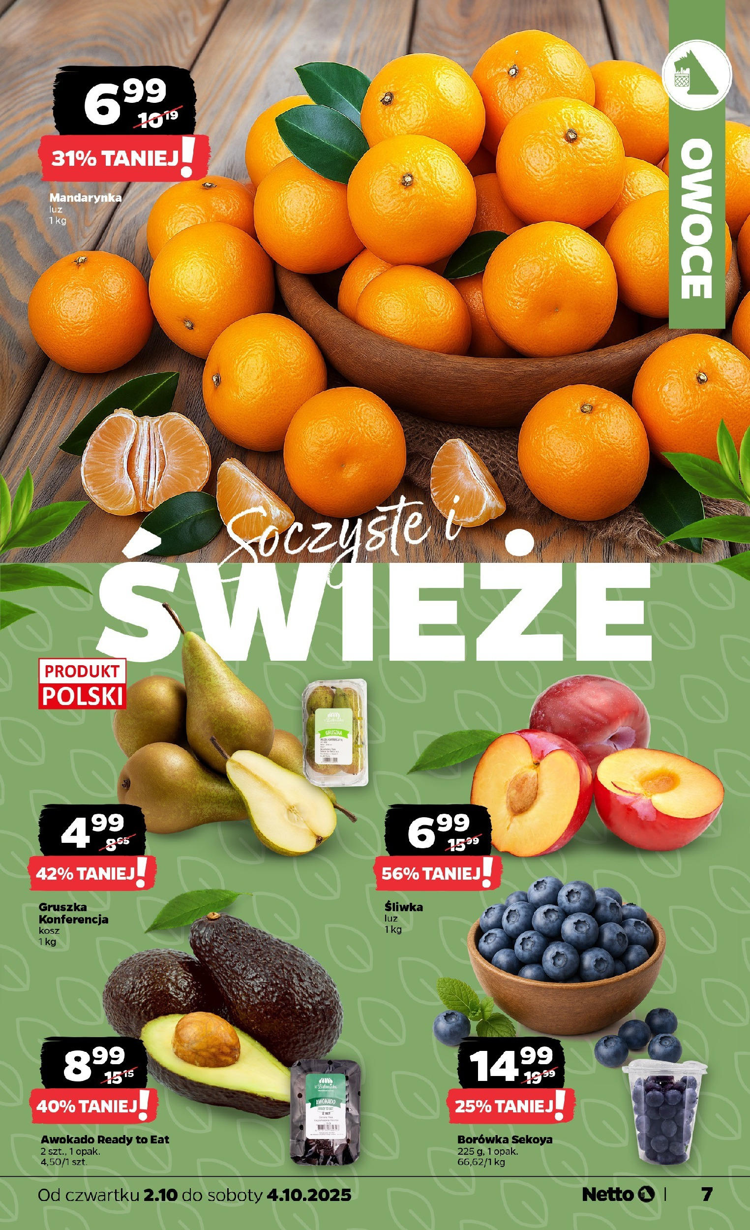 Netto gazetka - Spożywcza od 02.10.2025 - Aktualne promocje | Strona: 7 | Produkty: Gruszka, Kosz, Awokado, Owoce