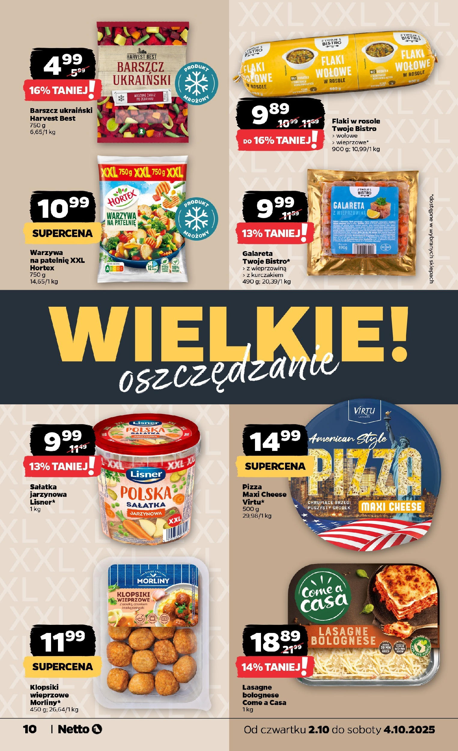 Netto gazetka - Spożywcza od 02.10.2025 - Aktualne promocje | Strona: 10 | Produkty: Patelnie, Flaki, Wieprzowina, Warzywa