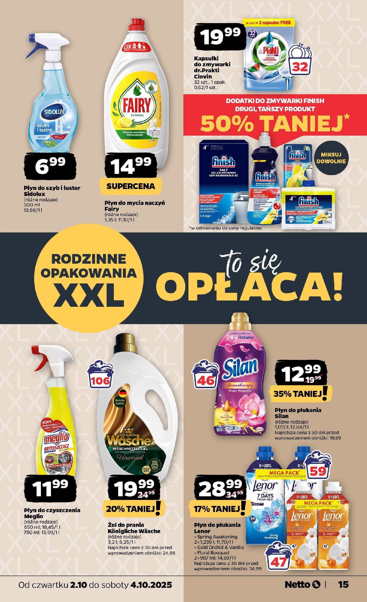 Netto gazetka - Spożywcza od 02.10.2025 - Aktualne promocje | Strona: 15 | Produkty: Cytryna, Meglio, Fairy, Finish