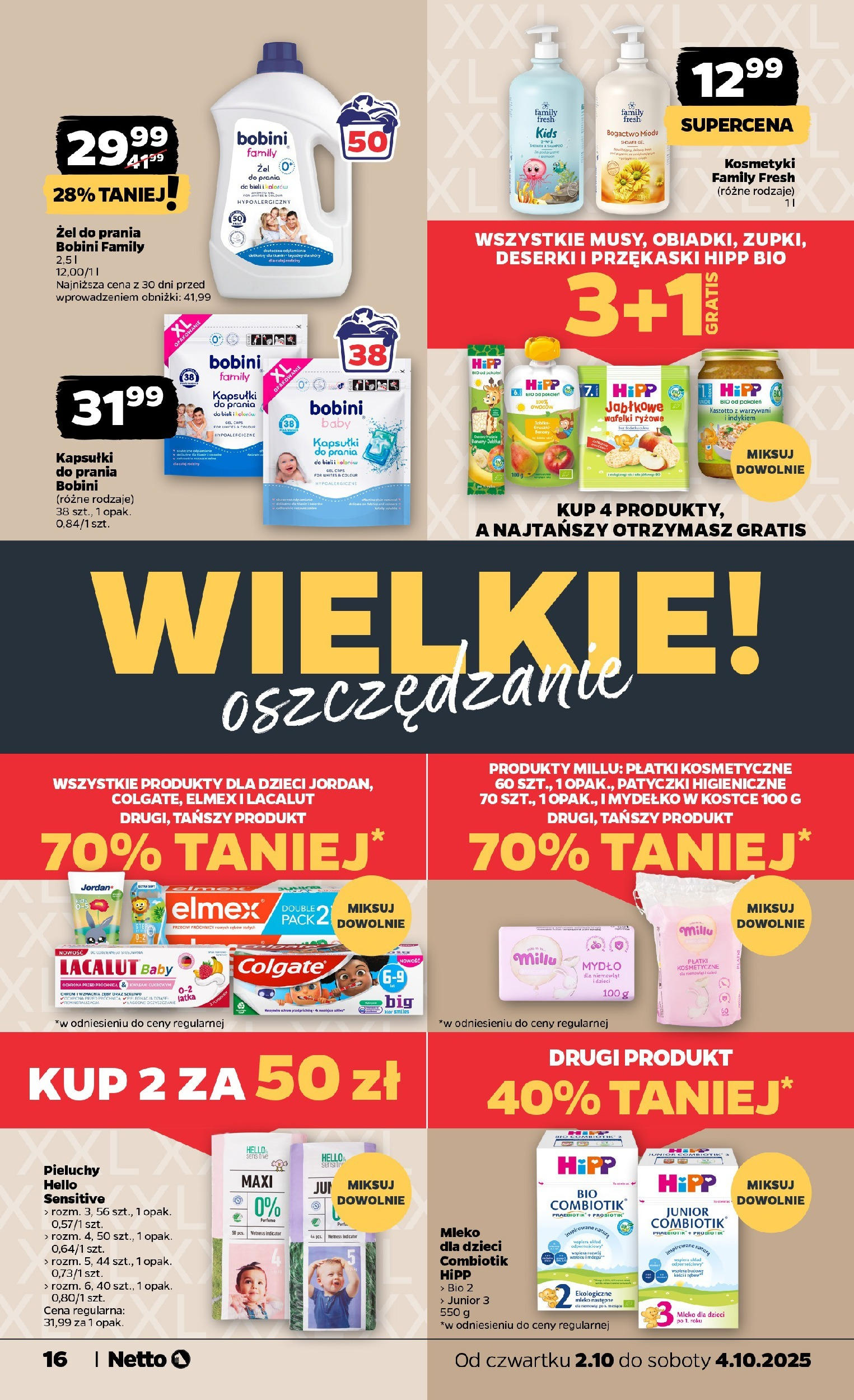 Netto gazetka - Spożywcza od 02.10.2025 - Aktualne promocje | Strona: 16 | Produkty: Kaszotto, Kapsułki do prania, Płatki, Mydło