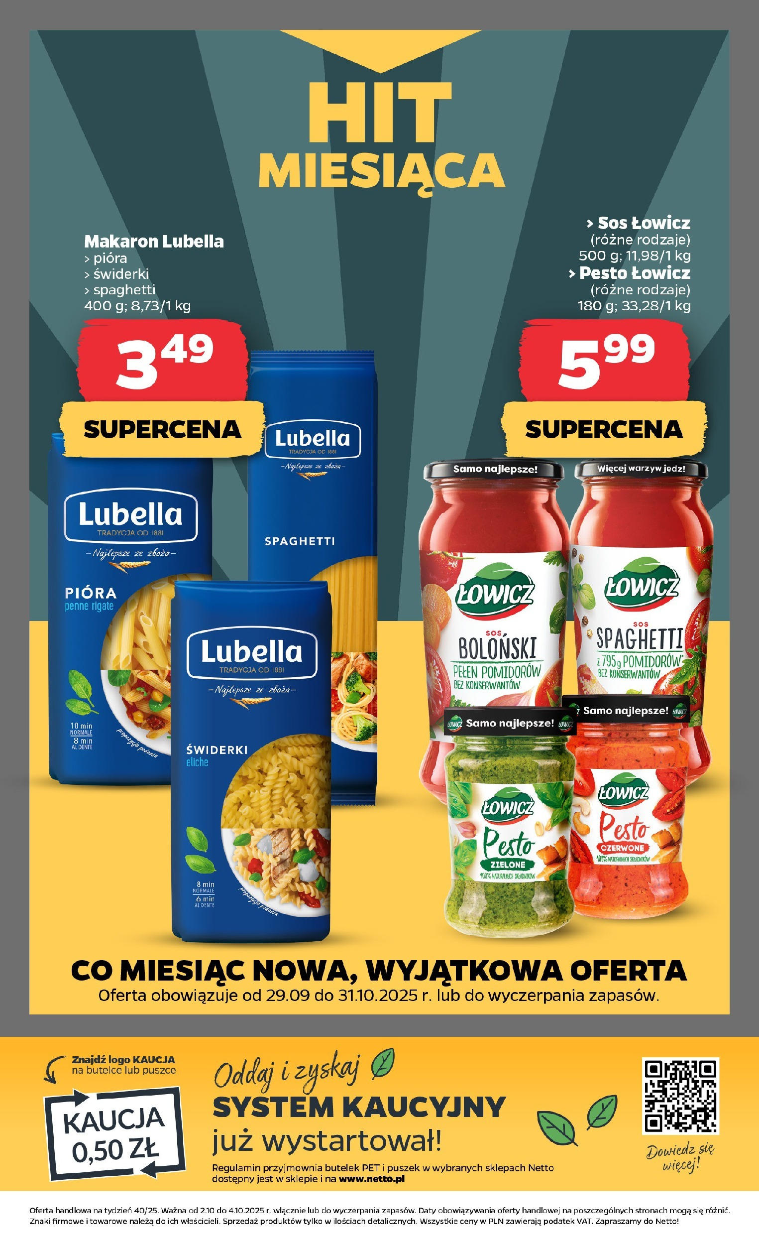 Netto gazetka - Spożywcza od 02.10.2025 - Aktualne promocje | Strona: 18 | Produkty: Penne, Pesto, Makaron, Sos