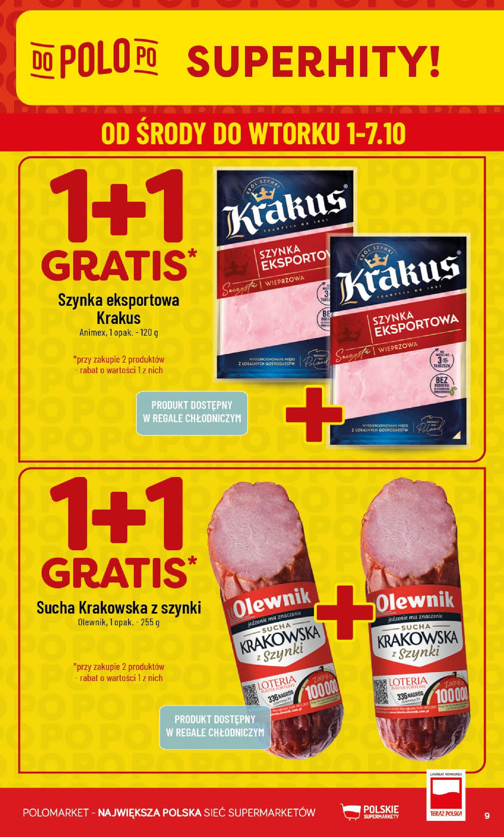POLOmarket gazetka od jutra (01.10.2025) - Nowa PDF | Strona: 9 | Produkty: Mięso, Szynka