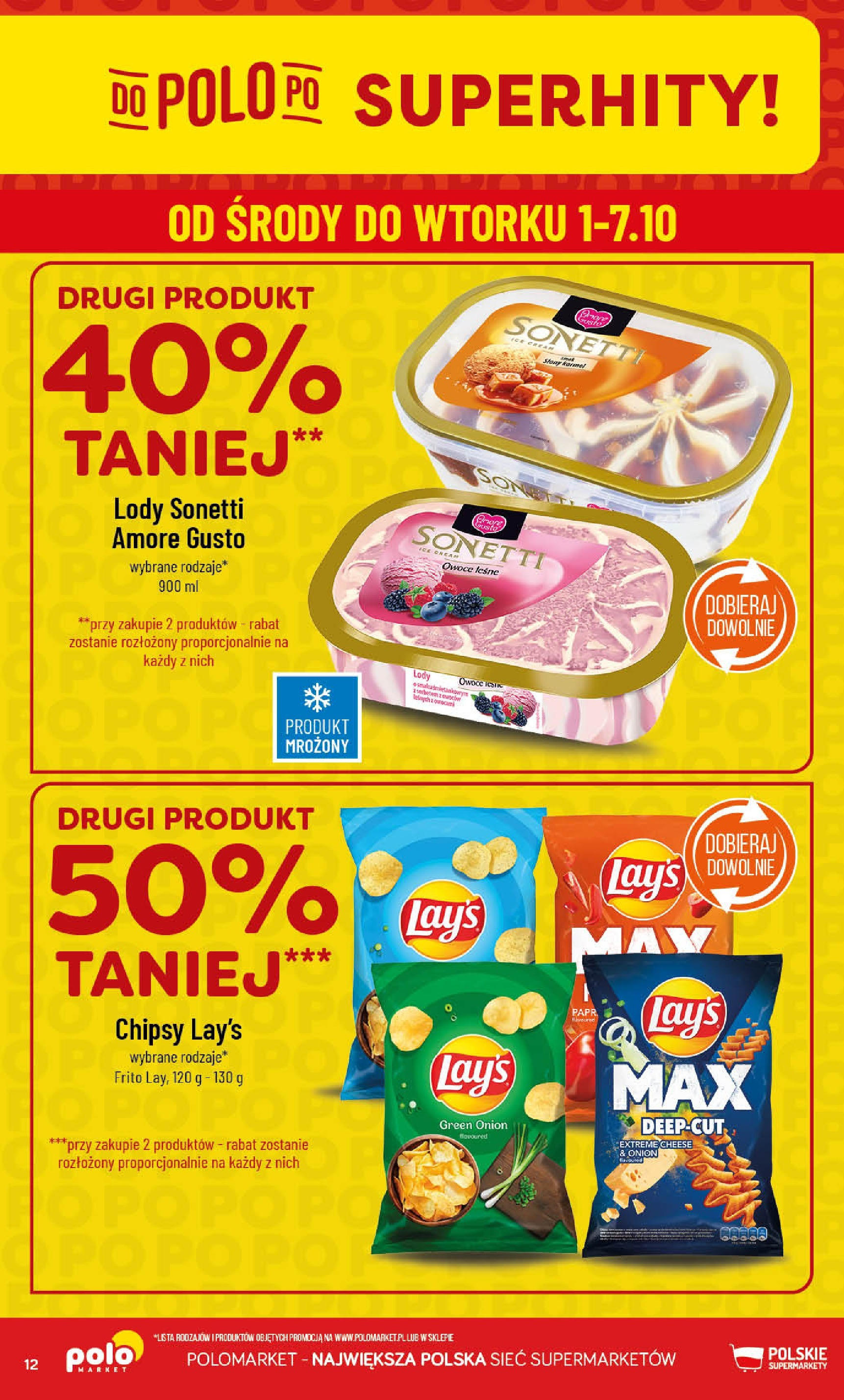 POLOmarket gazetka od jutra (01.10.2025) - Nowa PDF | Strona: 12 | Produkty: Chipsy, Lody, Owoce