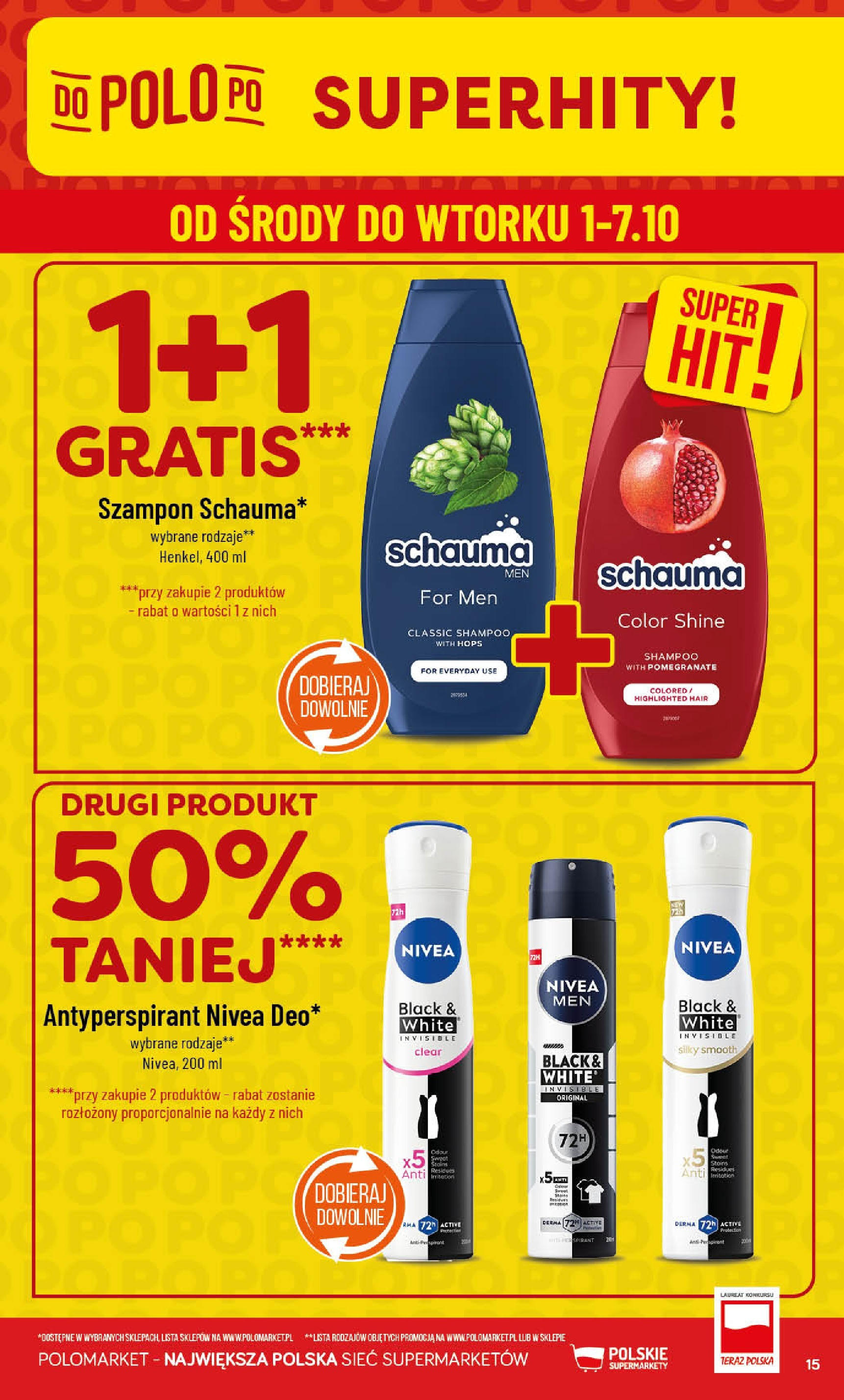 POLOmarket gazetka od jutra (01.10.2025) - Nowa PDF | Strona: 15 | Produkty: Szampon, Antyperspirant