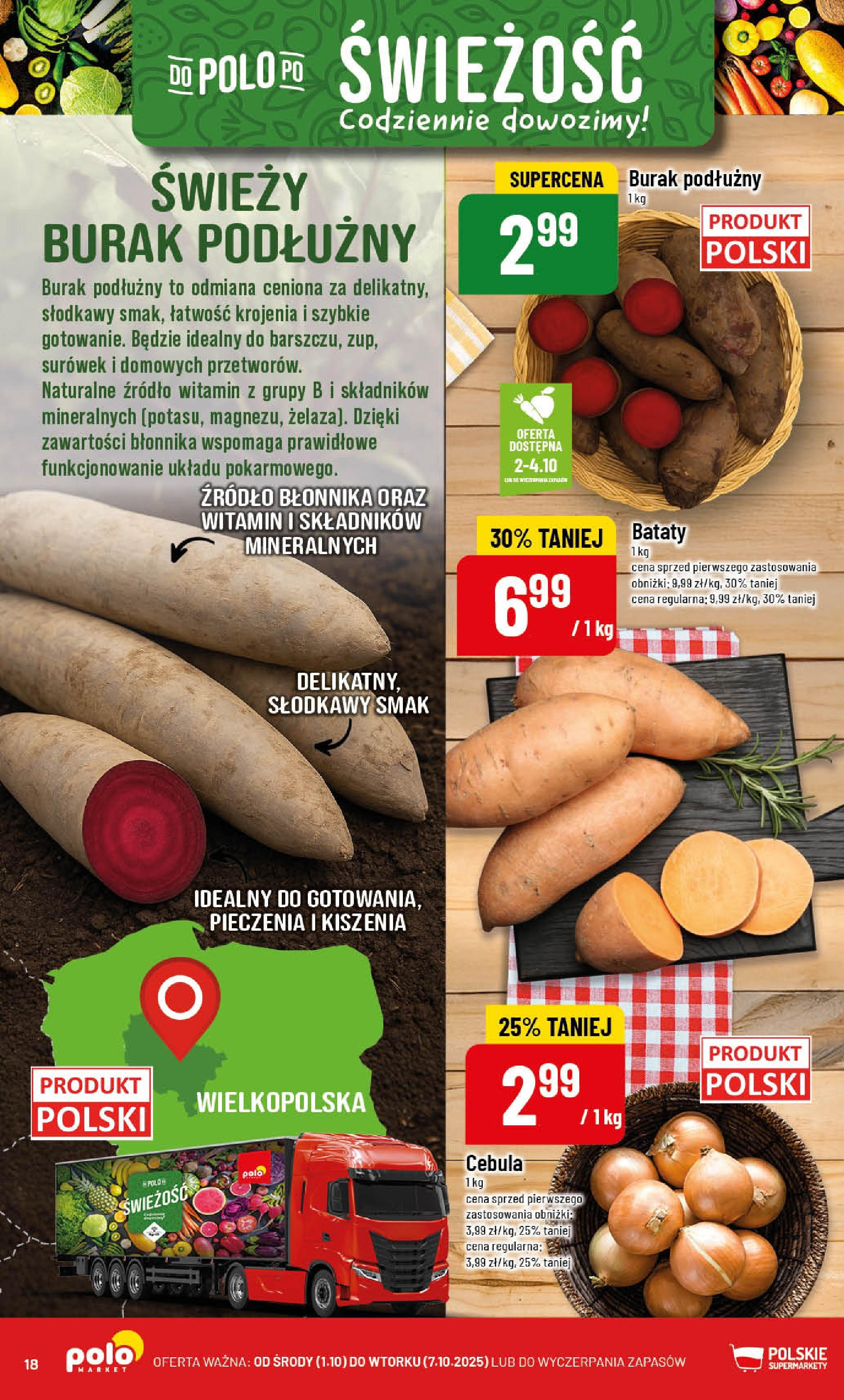 POLOmarket gazetka od jutra (01.10.2025) - Nowa PDF | Strona: 18 | Produkty: Burak, Bataty
