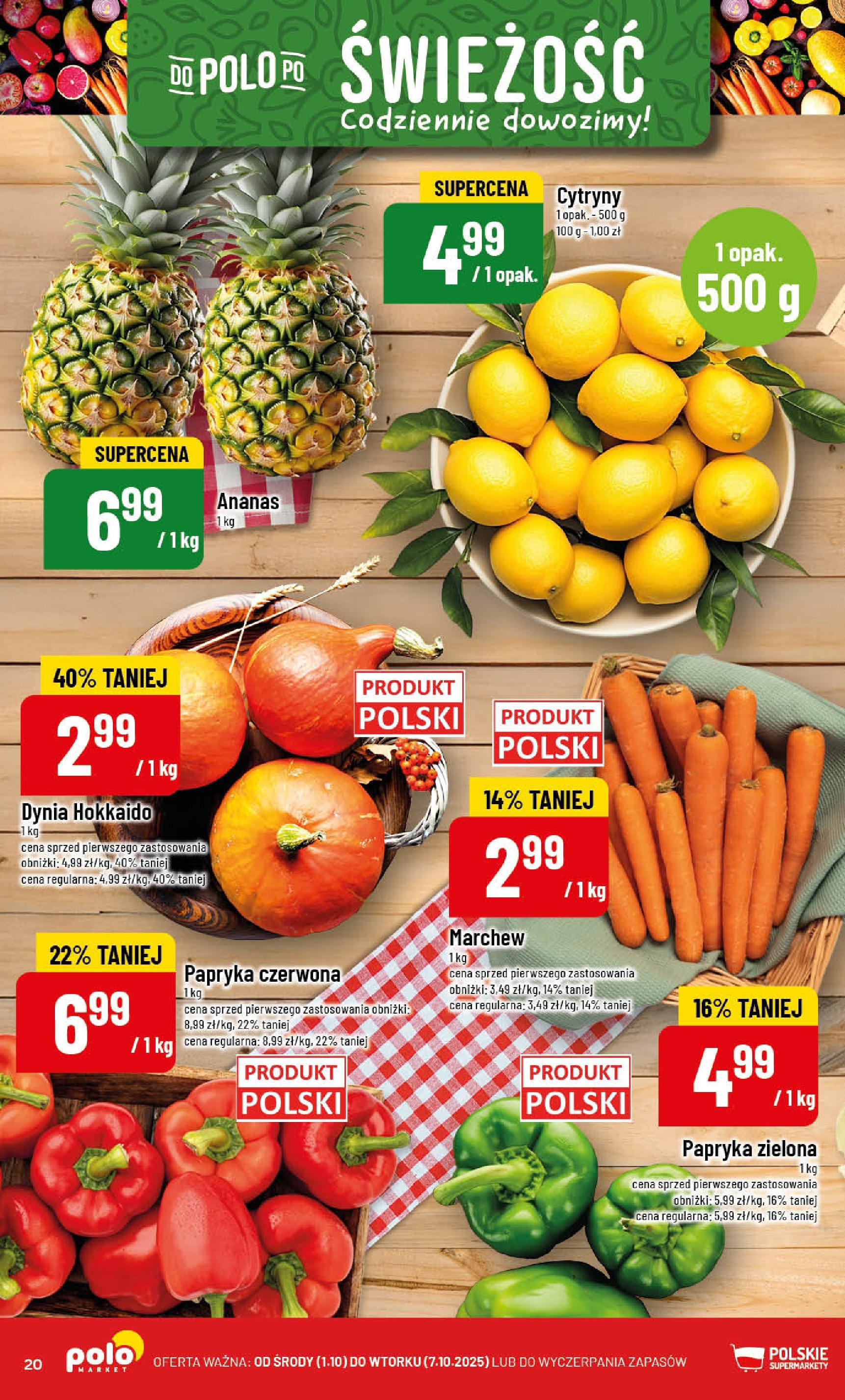 POLOmarket gazetka od jutra (01.10.2025) - Nowa PDF | Strona: 20 | Produkty: Dynia, Cytryny, Papryka czerwona, Ananas