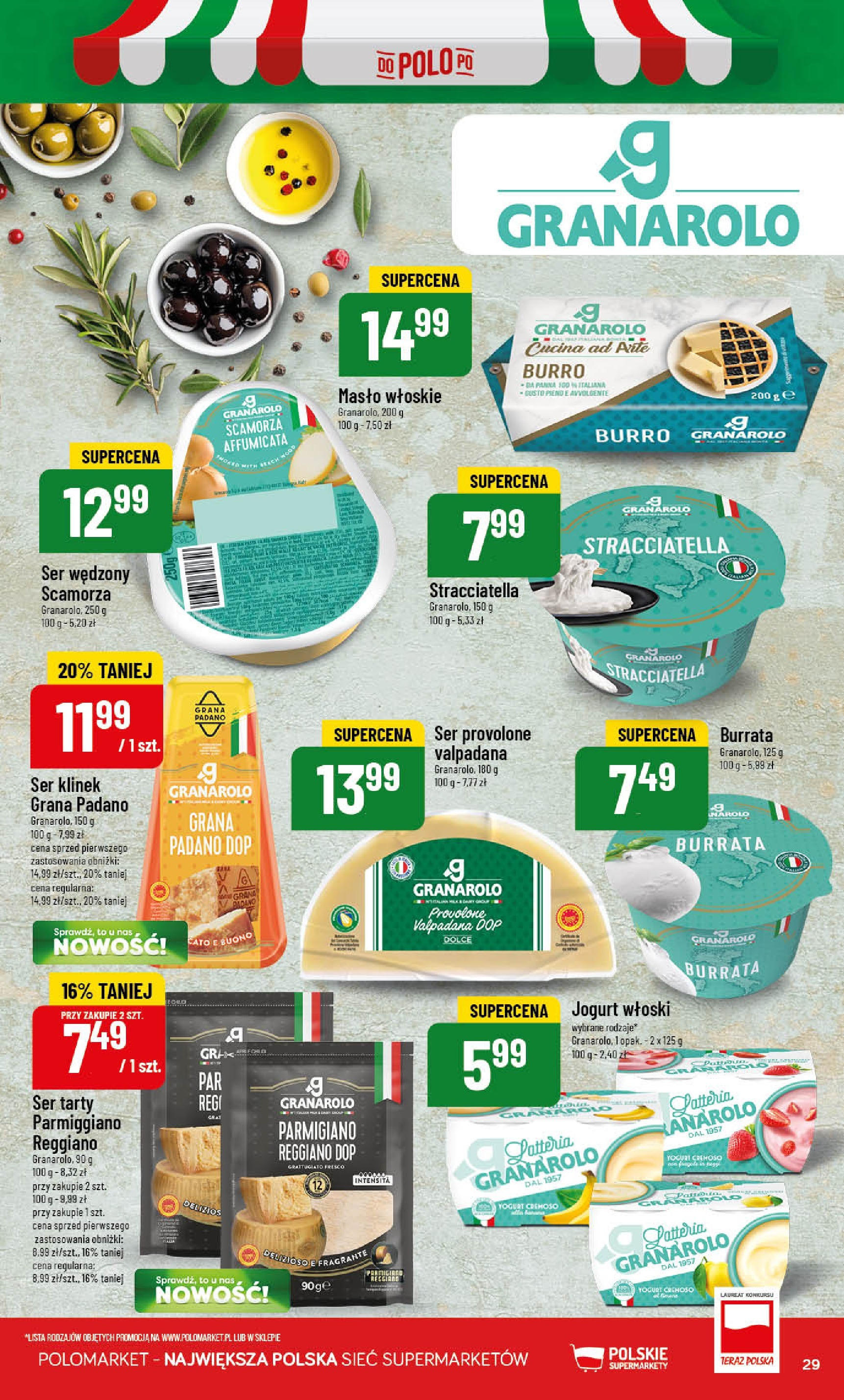 POLOmarket gazetka od jutra (01.10.2025) - Nowa PDF | Strona: 29 | Produkty: Grana padano, Masło, Jogurt, Fresco