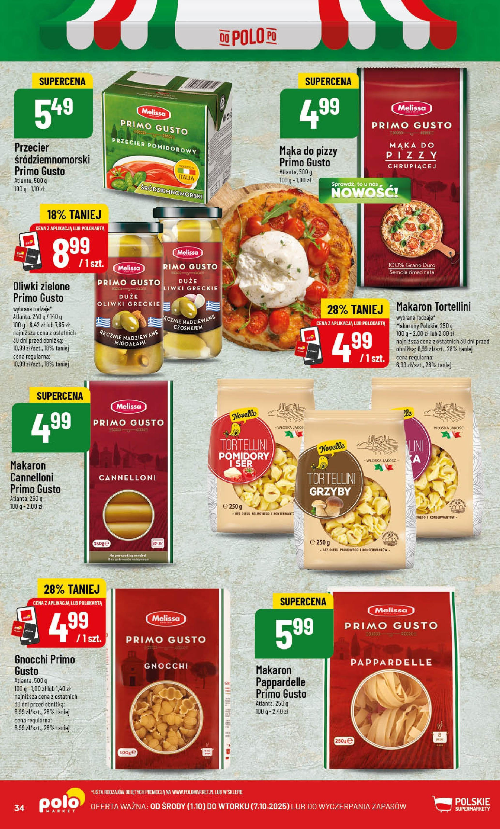 POLOmarket gazetka od jutra (01.10.2025) - Nowa PDF | Strona: 34 | Produkty: Makaron pappardelle, Mąka do pizzy, Tortellini, Makarony