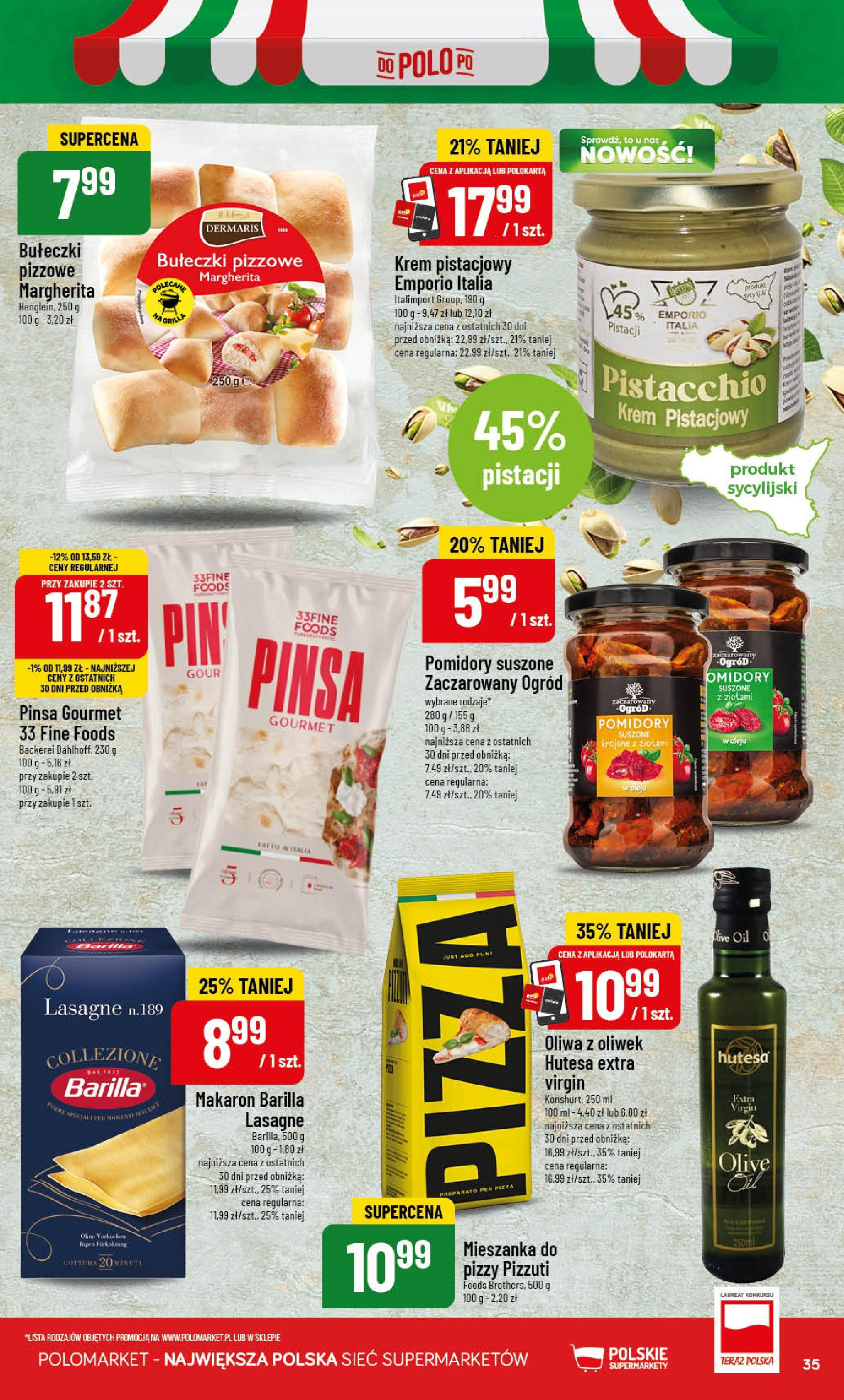 POLOmarket gazetka od jutra (01.10.2025) - Nowa PDF | Strona: 35 | Produkty: Makaron Barilla, Pizza, Pinsa, Makaron