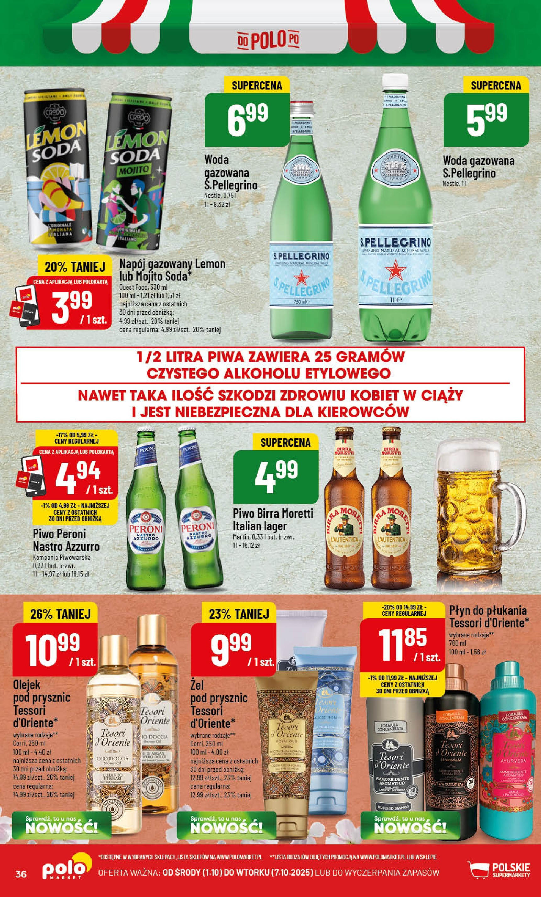 POLOmarket gazetka od jutra (01.10.2025) - Nowa PDF | Strona: 36 | Produkty: Prysznic, Piwo, Woda