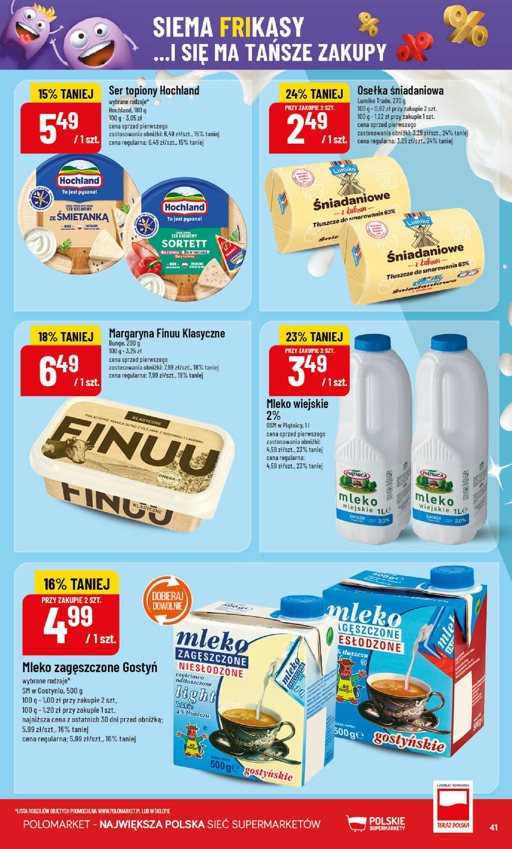POLOmarket gazetka od jutra (01.10.2025) - Nowa PDF | Strona: 41 | Produkty: Ser topiony, Osełka, Mleko, Ser