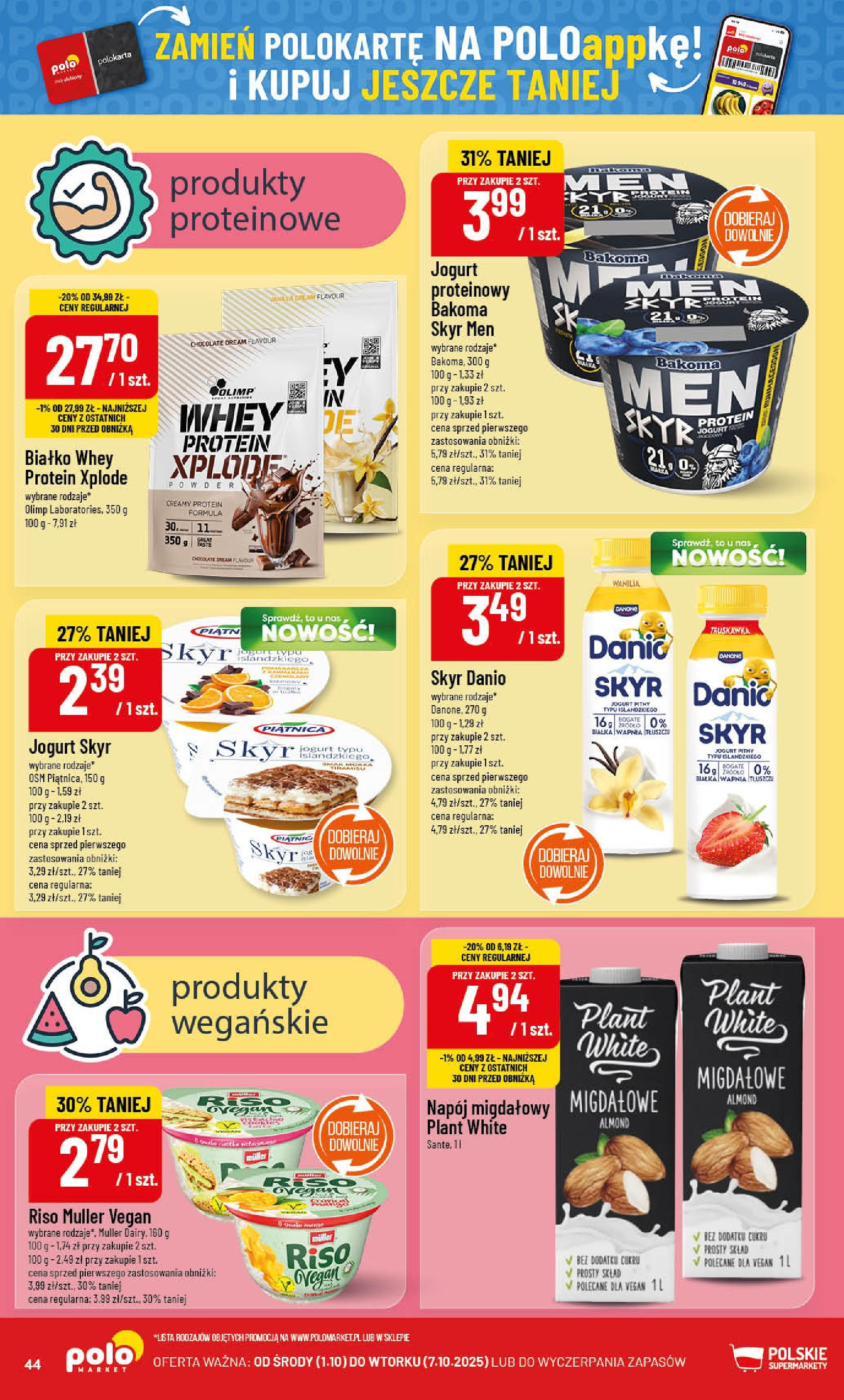 POLOmarket gazetka od jutra (01.10.2025) - Nowa PDF | Strona: 44 | Produkty: Jogurt pitny, Napój migdałowy, Jogurt, Skyr