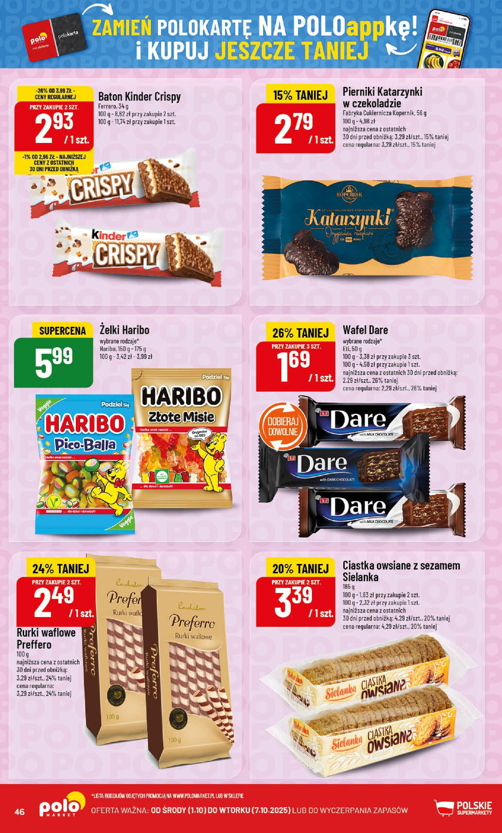 POLOmarket gazetka od jutra (01.10.2025) - Nowa PDF | Strona: 46 | Produkty: Pierniki, Pierniki katarzynki, Żelki, Ciastka owsiane