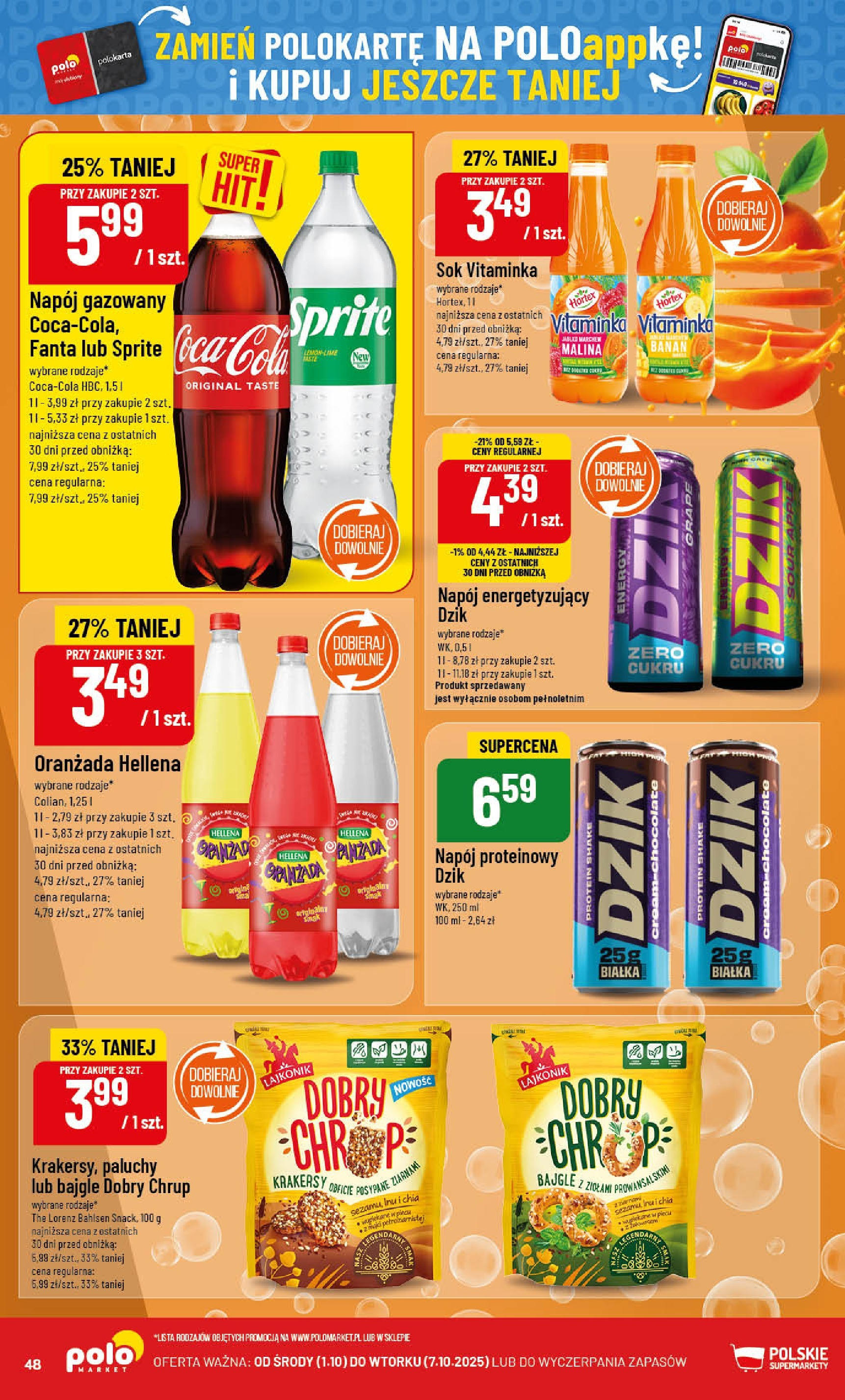 POLOmarket gazetka od jutra (01.10.2025) - Nowa PDF | Strona: 48 | Produkty: Malina, Sprite, Oranżada hellena, Sok