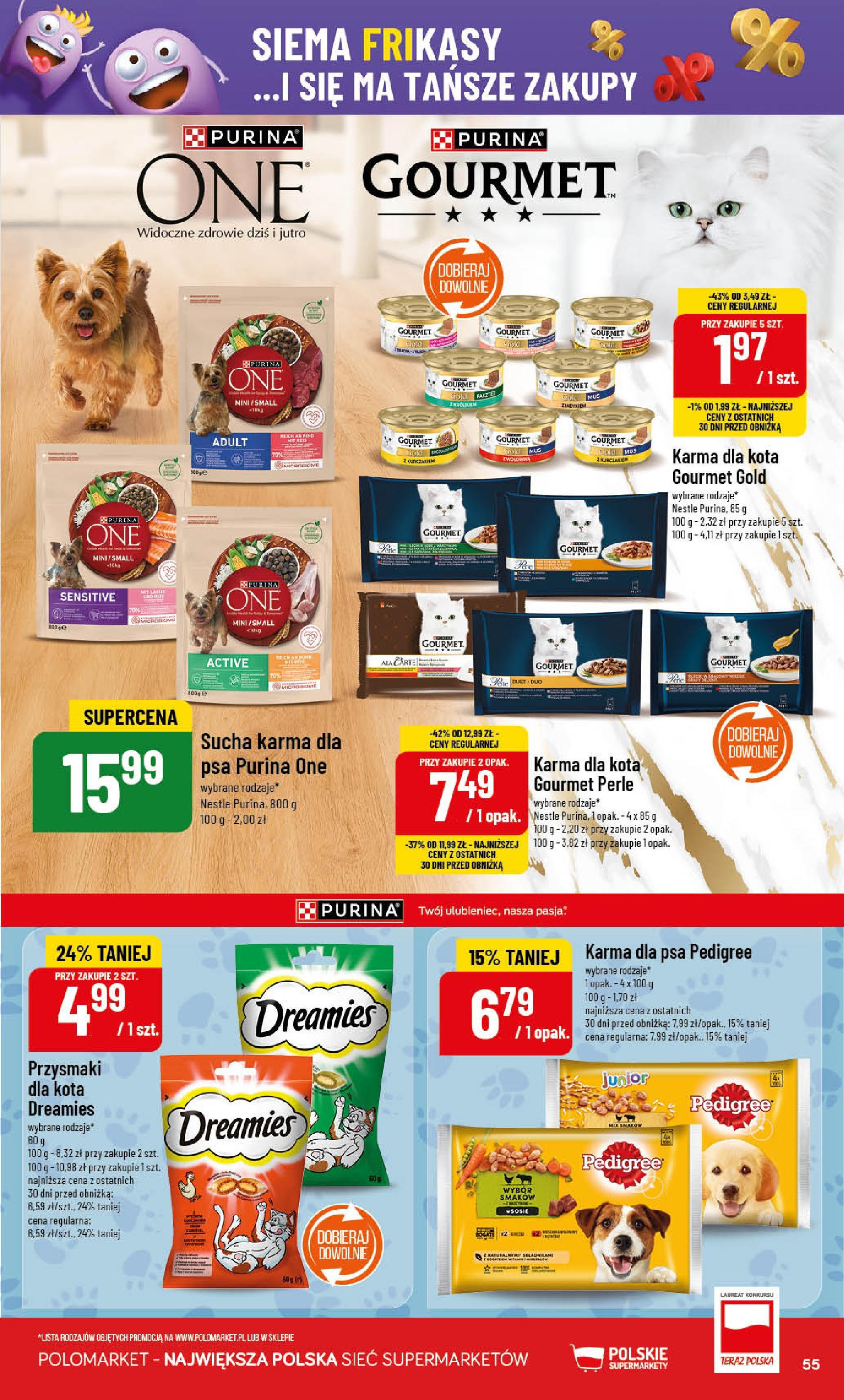 POLOmarket gazetka od jutra (01.10.2025) - Nowa PDF | Strona: 55 | Produkty: Przysmaki dla kota, Pedigree, Karma dla psa, Sucha karma dla psa