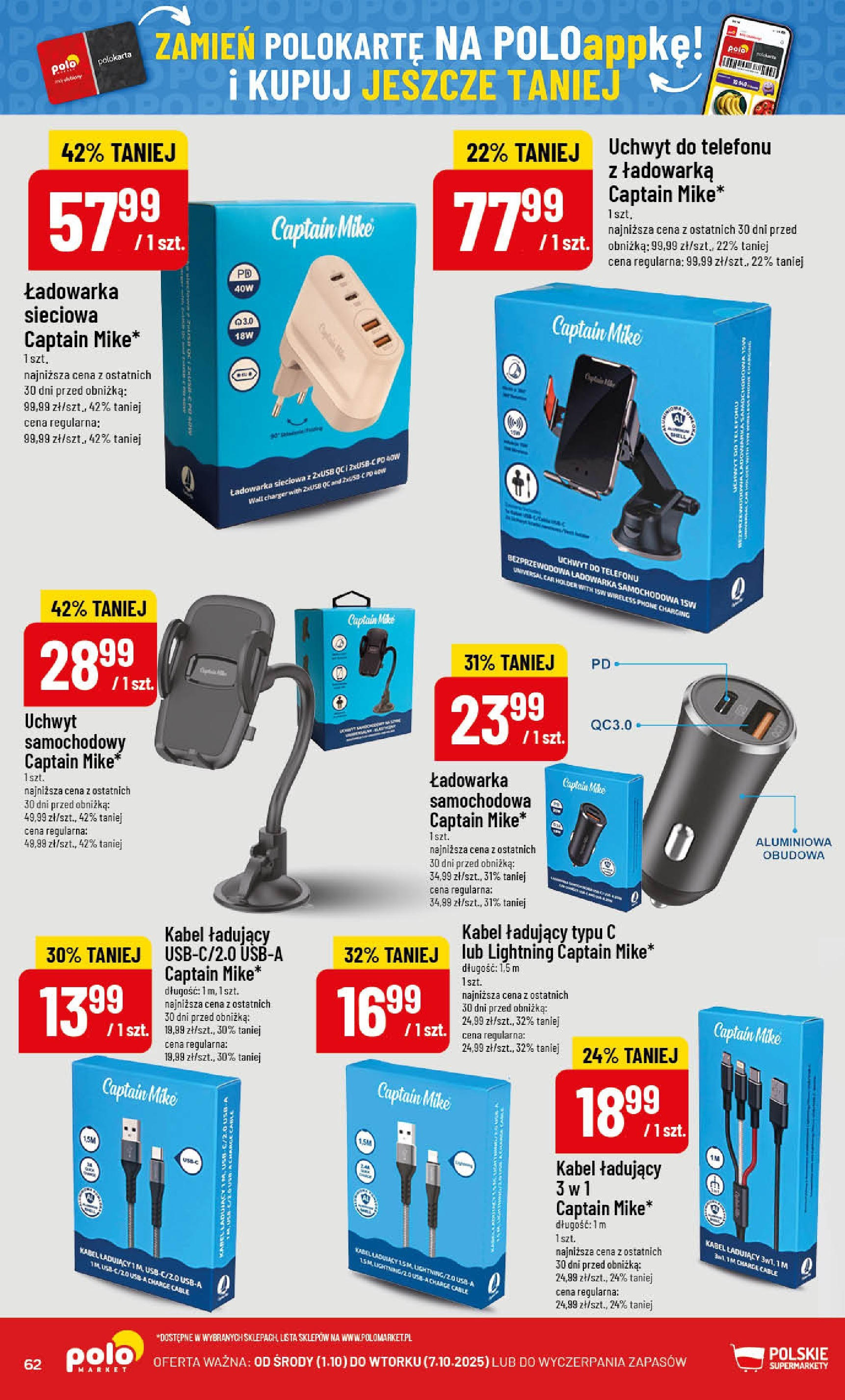 POLOmarket gazetka od jutra (01.10.2025) - Nowa PDF | Strona: 62 | Produkty: Kabel, Ładowarka, USB