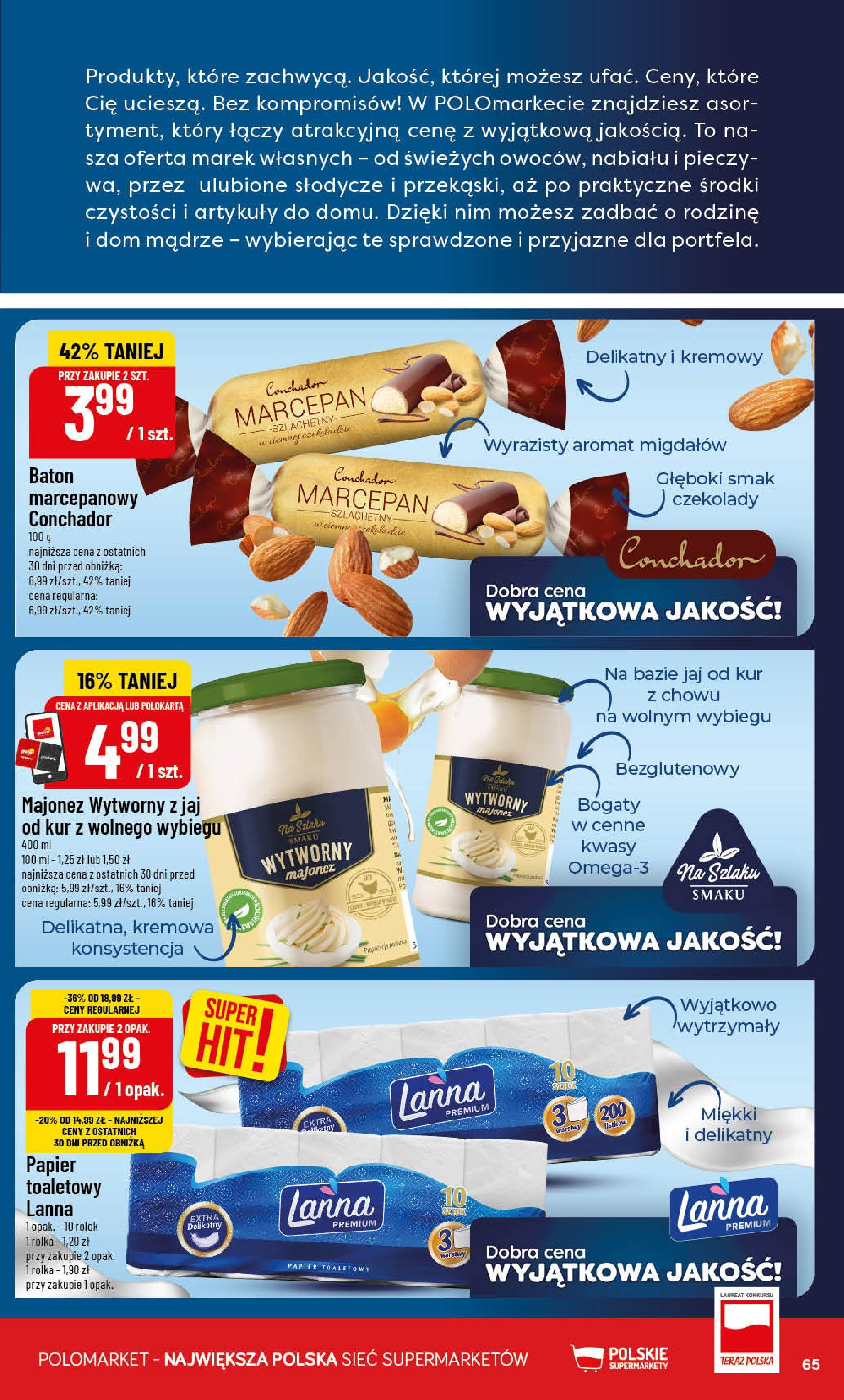 POLOmarket gazetka od jutra (01.10.2025) - Nowa PDF | Strona: 65 | Produkty: Czekolady, Słodycze, Papier toaletowy, Baton