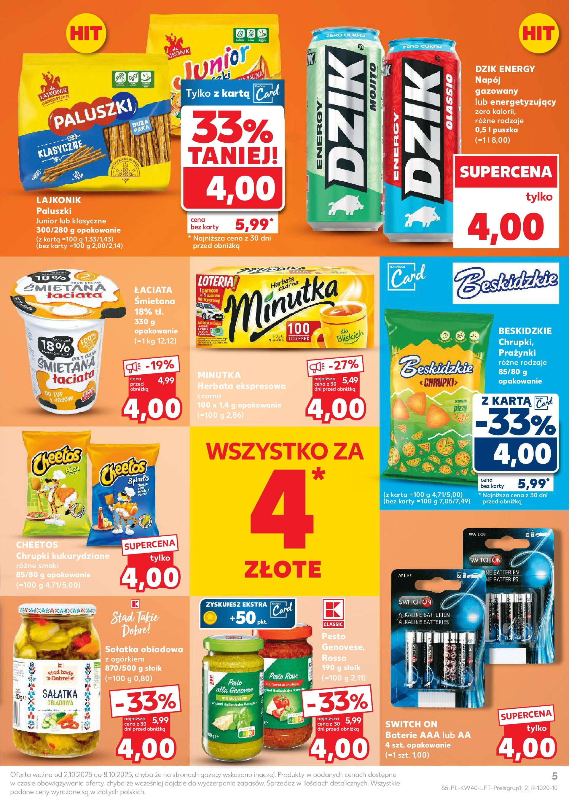 Kaufland gazetka od 02.10.2025 - od jutra PDF | Strona: 5 | Produkty: Karta, Baterie, Śmietana, Sałatka