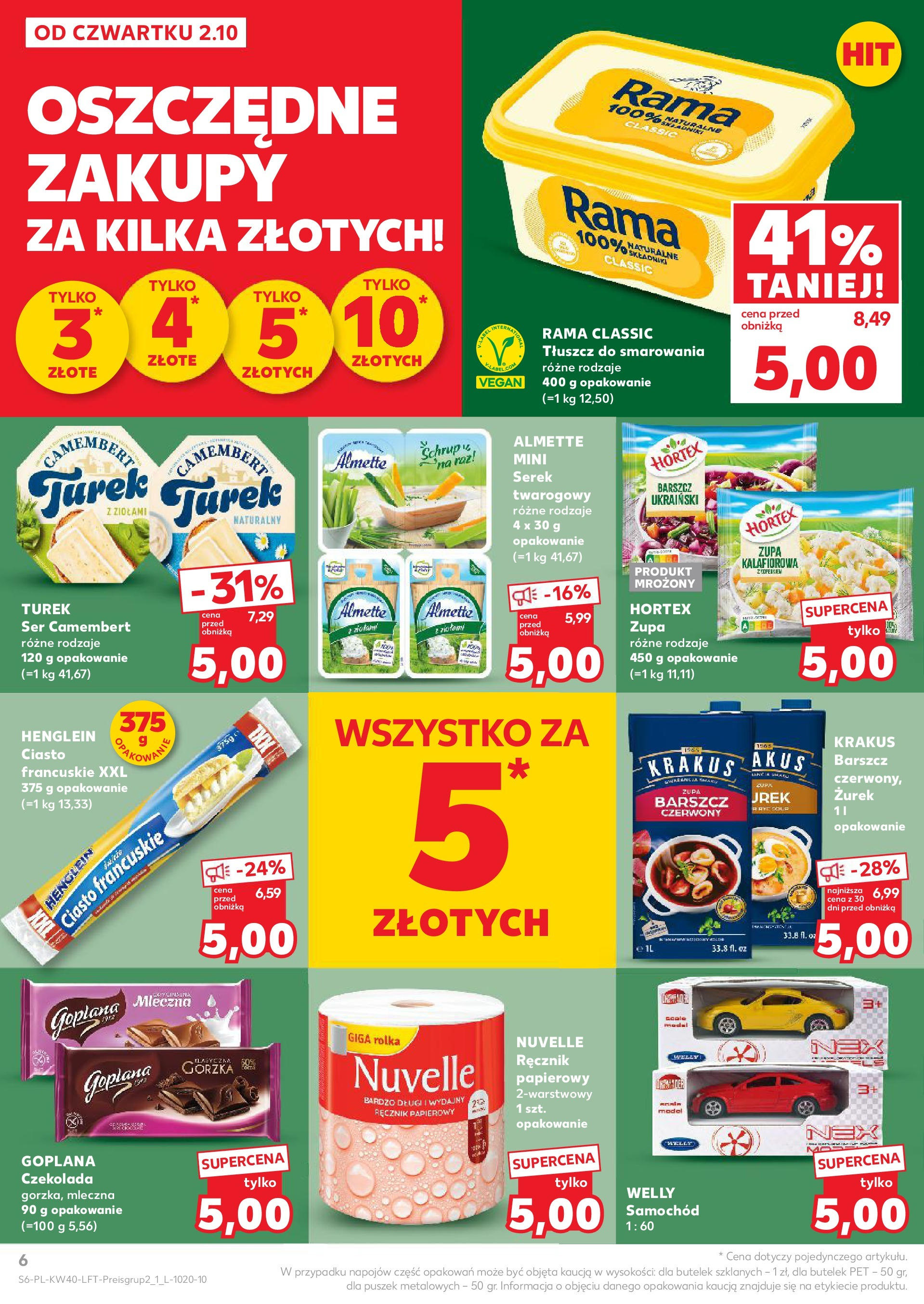 Kaufland gazetka od 02.10.2025 - od jutra PDF | Strona: 6 | Produkty: Serek, Ser camembert, Ciasto, Czekolada