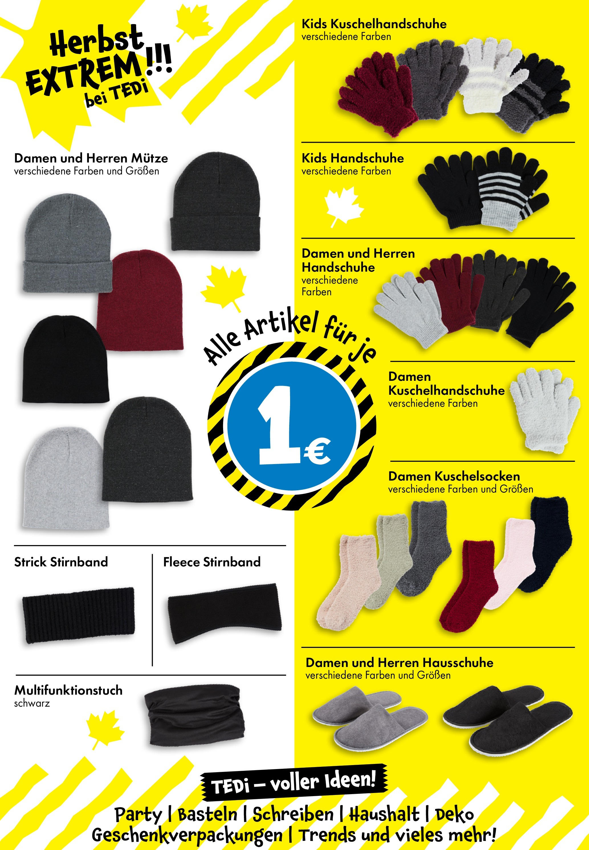 TEDi Flugblatt von 03.10.2025 - Aktuelle Angebote | Seite: 21 | Produkte: Hausschuhe, Handschuhe