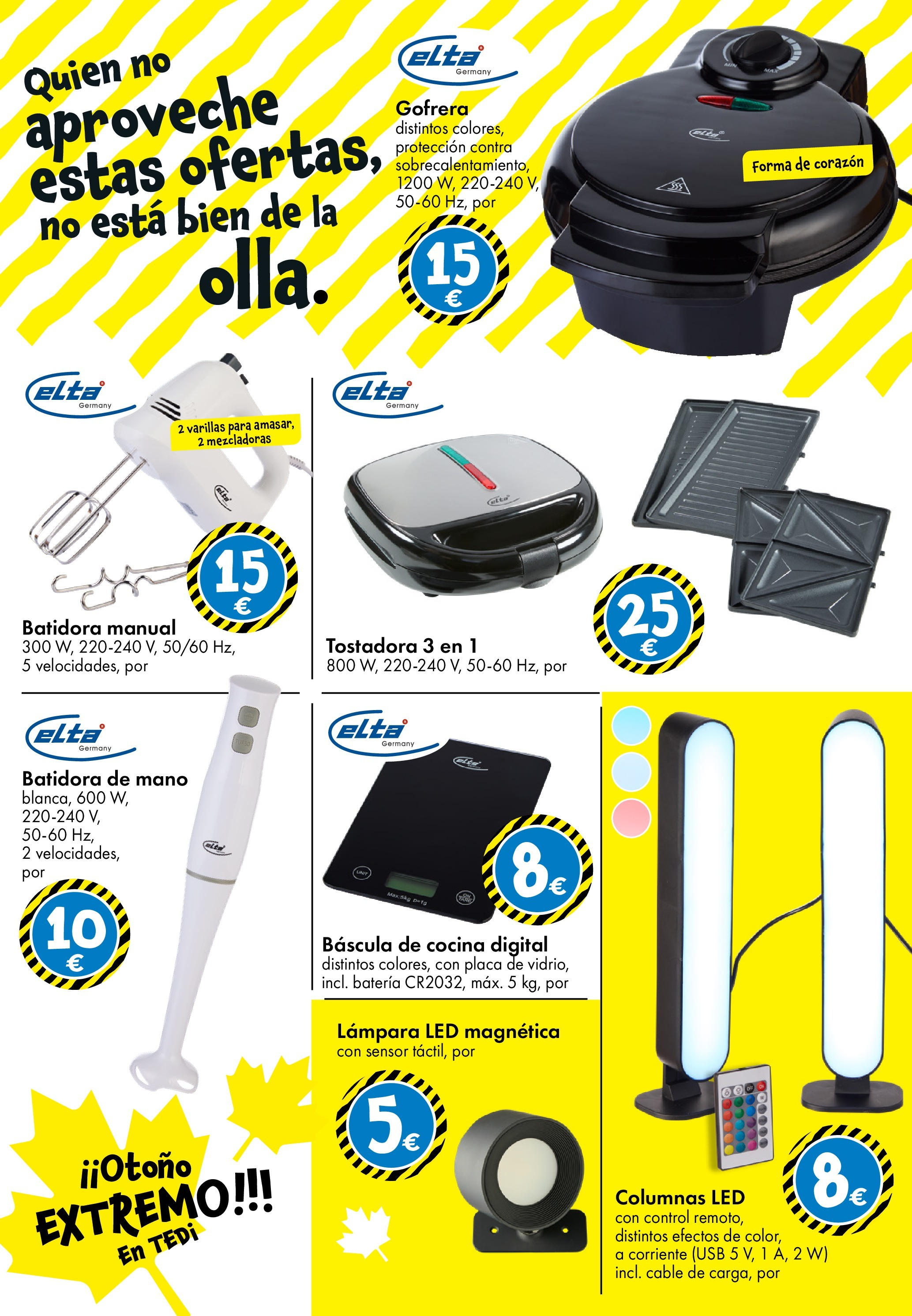 TEDi - folleto 02/10/2025 - 11/10/2025 | Página: 10 | Productos: Καλαμπόκι, Cable, Tostadora, Lámpara