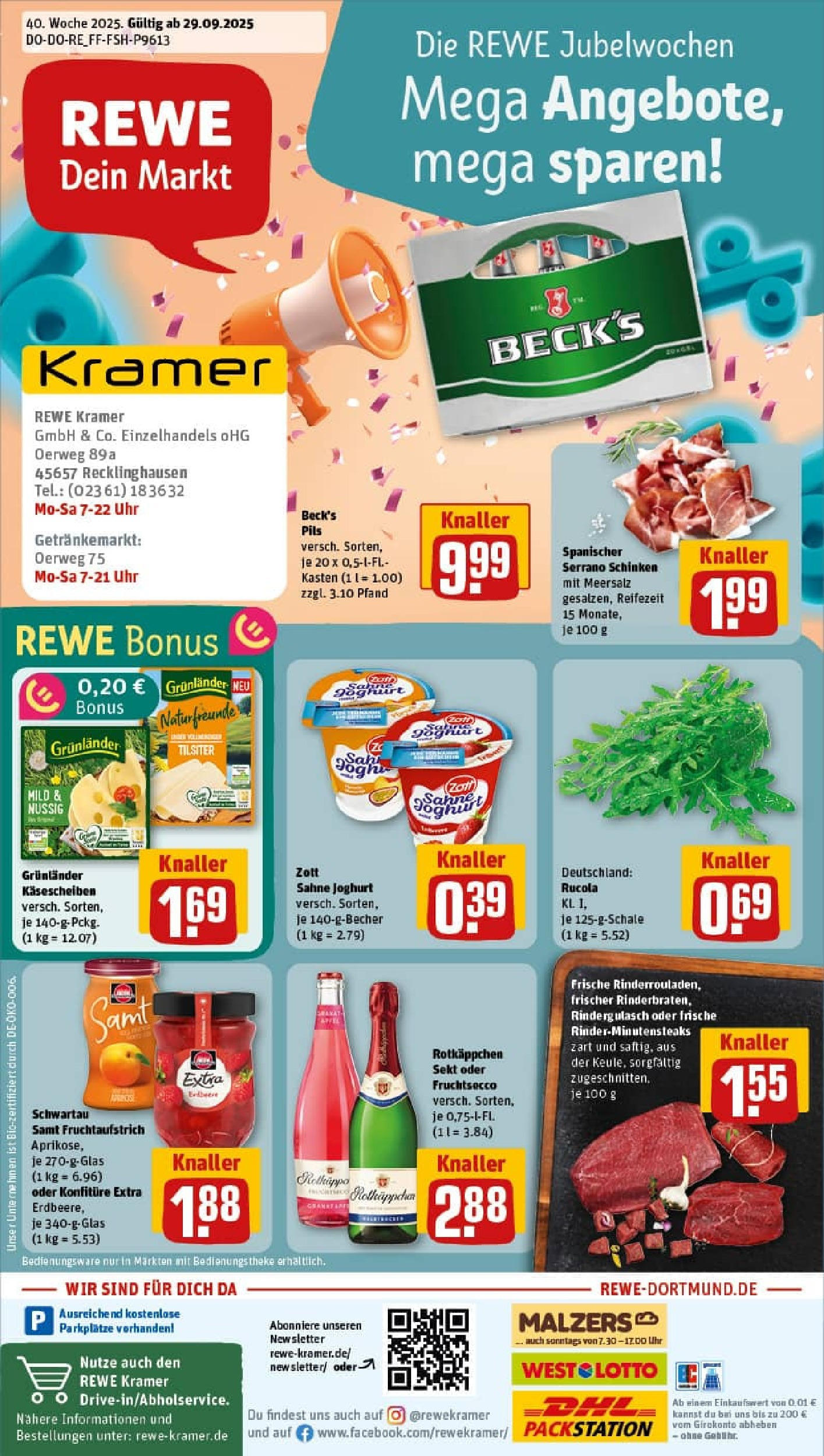 REWE Prospekt ab 28.09.2025 zum Blättern » Angebote | Seite: 1 | Produkte: Rotkappchen sekt, Joghurt, Fruchtsecco, Rotkäppchen