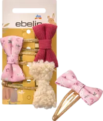 ebelin Haarclips mit Schleifen, Rot, Rosa, Teddy