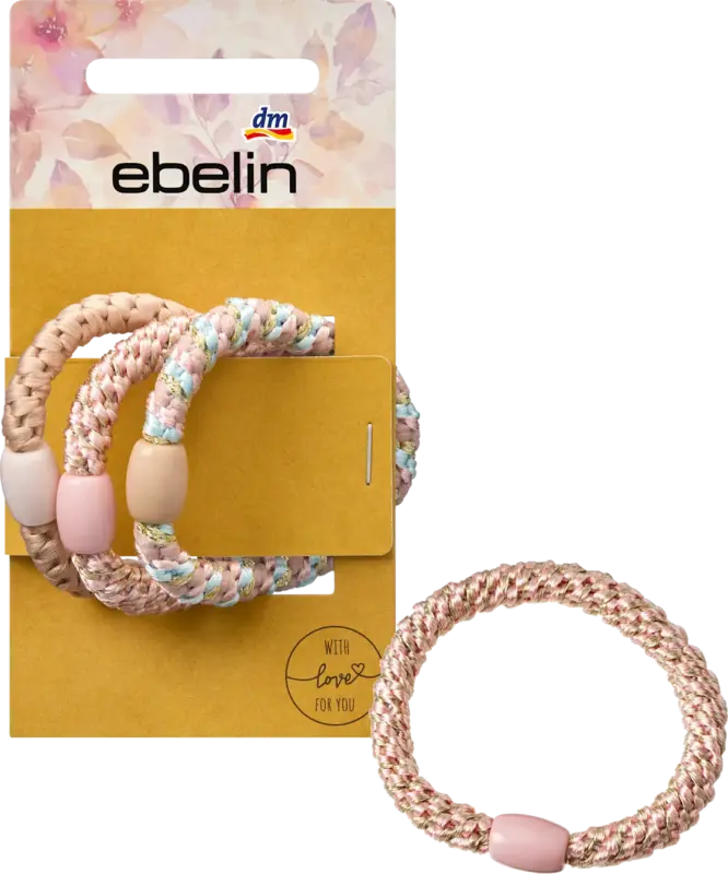 ebelin Haargummis geflochten, Pastellfarben