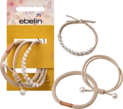 ebelin Haargummis mit Perlen, beige