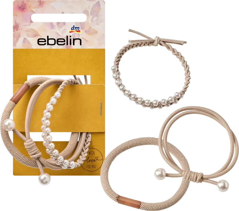 ebelin Haargummis mit Perlen, beige